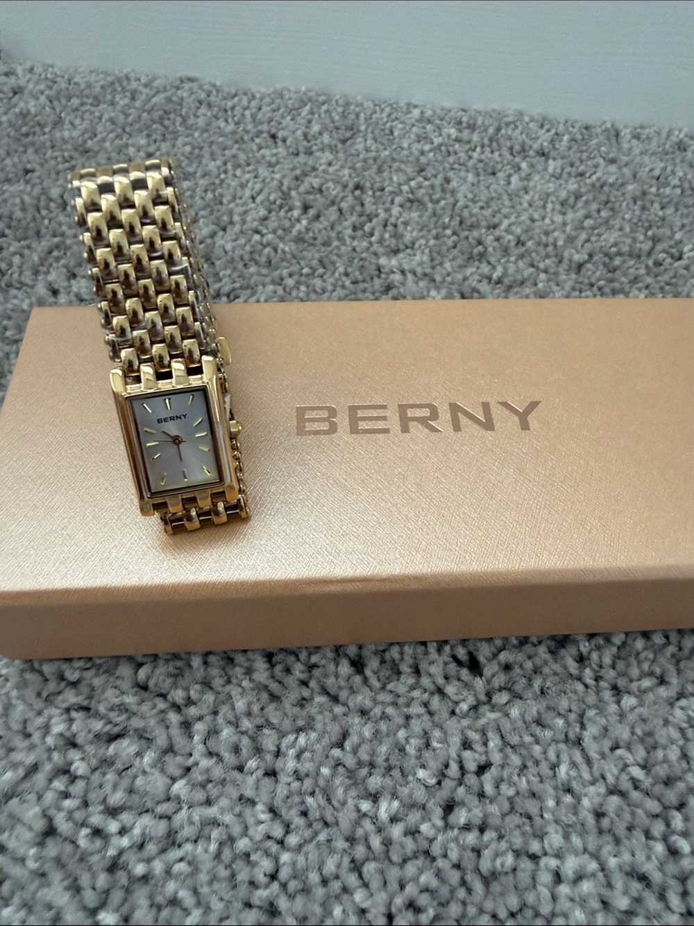 Women's Gold-Tone Rectangular Bracelet Watch